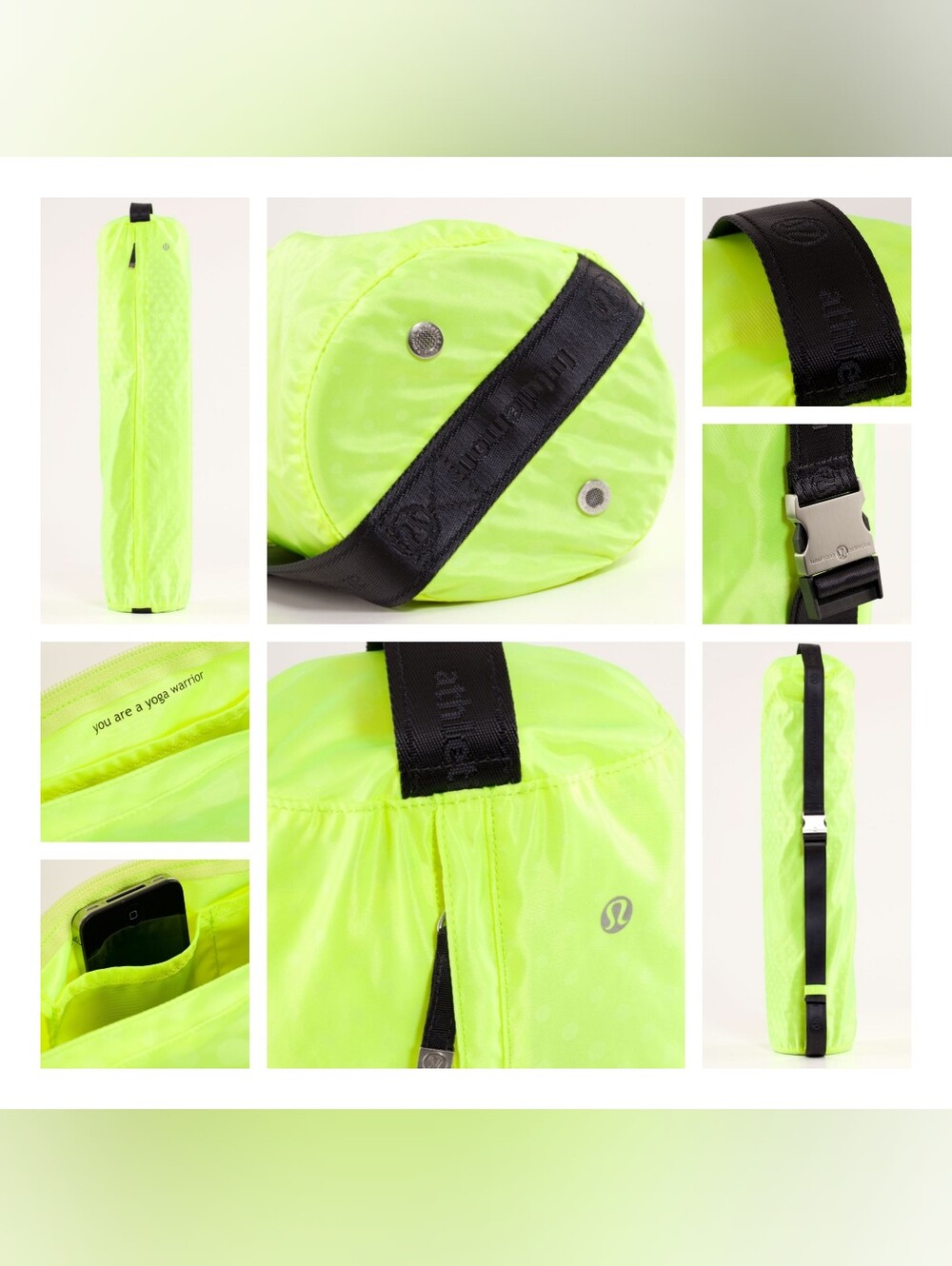 Lululemon Neon Yellow Namaste Yoga Tote III Faded Dot Embossed Ray